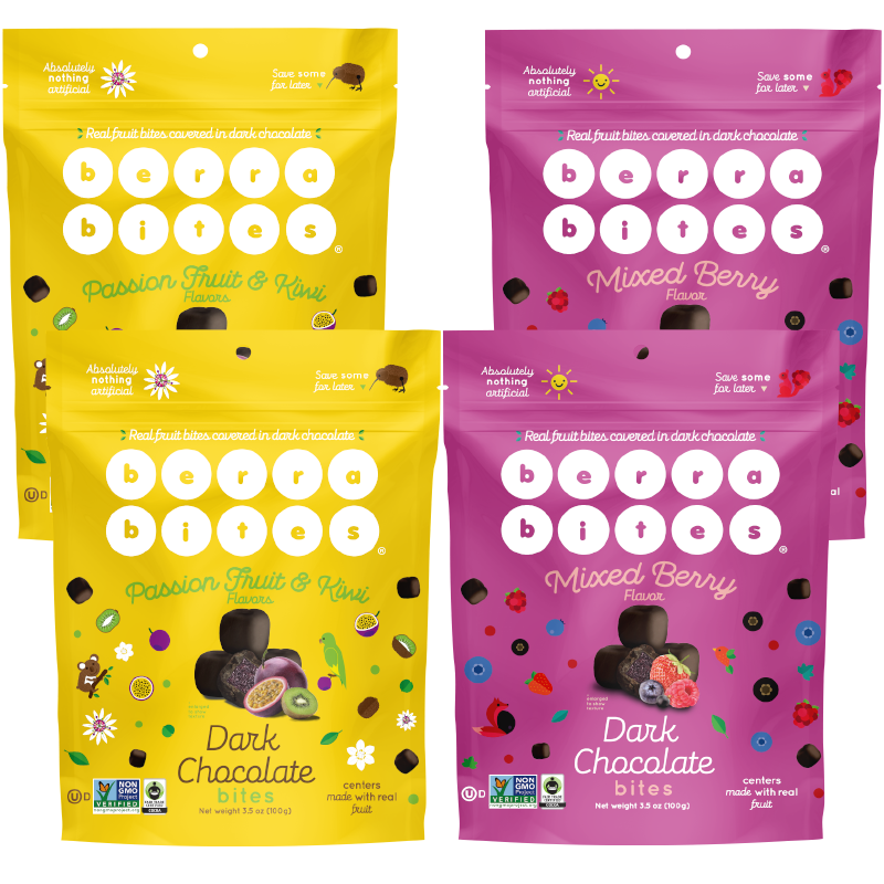 Combo Pack- Mixed Berry and Passion Fruit Kiwi Bites (Pack of 4)